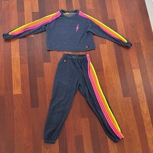 Aviator Nation Bolt Crop Sweatshirt (Size M) and Joggers (Size S) Set